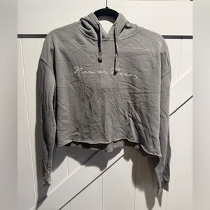 Gray Cropped Hoodie